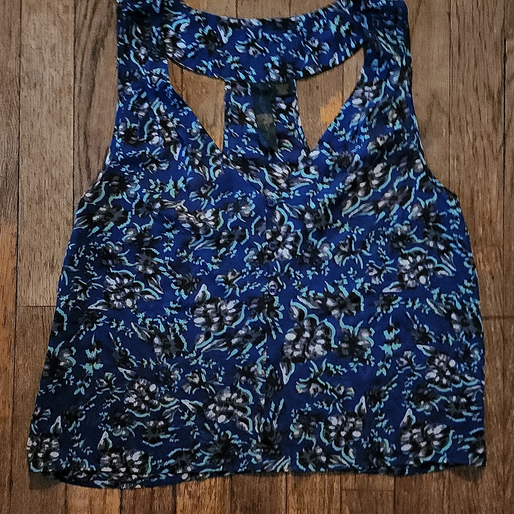 Sheer Sleeveless Floral Print Flowy Blouse Shirt